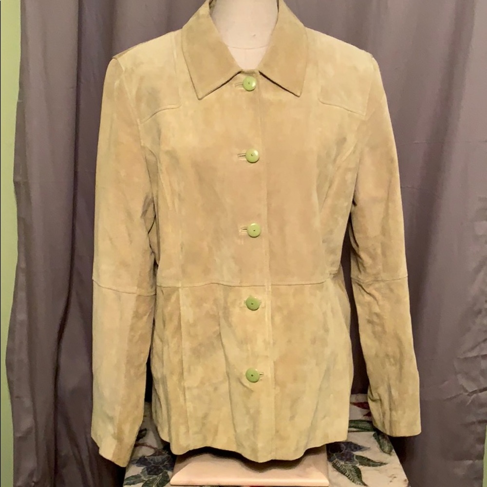 Light Green Suede Fully- Lined Blazer - image 1